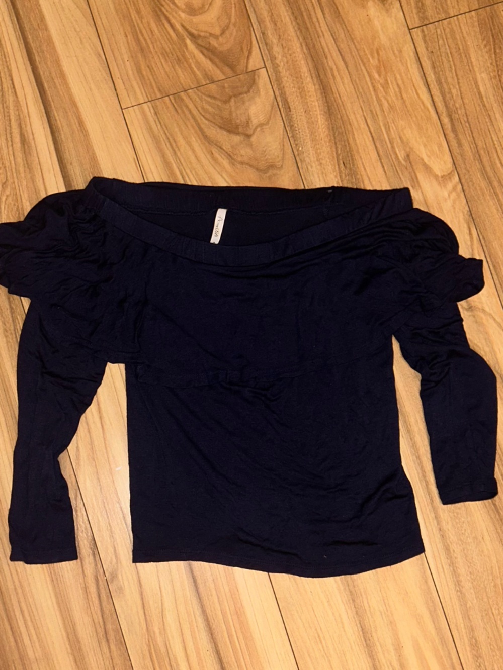 Off-Shoulder Long Sleeve Women's Top in Navy